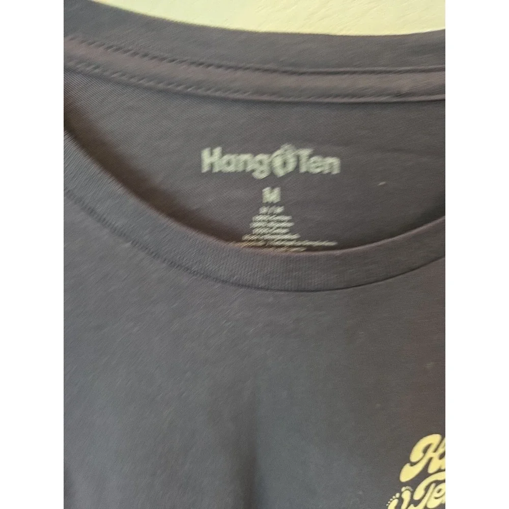 Hang Ten Mens Sundown Tee Navy Sz M SpelloutFront‎ And SunsetBack 100%Cotton NWT